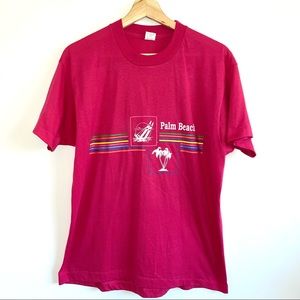 Vintage Palm Beach Single Stitch T-shirt Fuchsia Pink Large